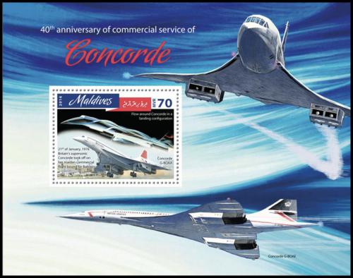 Potov znmka Maldivy 2016 Concorde Mi# Block 972 Kat 9