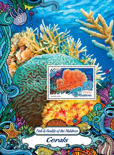 Poštová známka Maldivy 2016 Korály Mi# Block 996 Kat 7.50€
