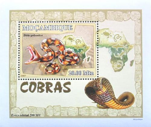 Poštová známka Mozambik 2007 Hady DELUXE Mi# 2999 Block
