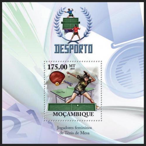 Poštová známka Mozambik 2010 Stolný tenis, Guo Jue Mi# Block 323 Kat 10€