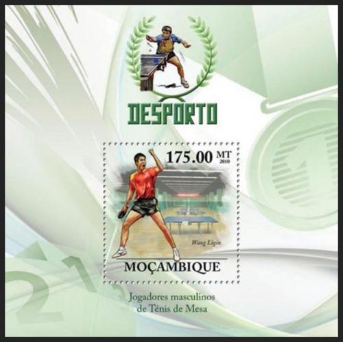 Poštová známka Mozambik 2010 Stolný tenis, Wang Liqin Mi# Block 324 Kat 10€