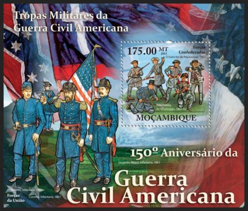 Poštová známka Mozambik 2011 Americká obèanská válka Mi# Block 450 Kat 10€