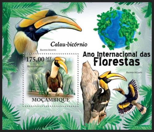 Poštová známka Mozambik 2011 Dvojzoborožec žlutozobý Mi# Block 418 Kat 10€