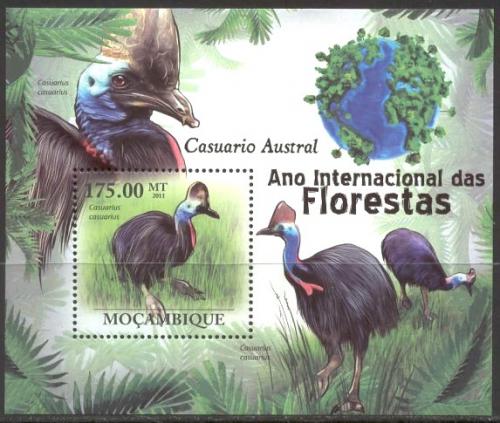 Poštová známka Mozambik 2011 Kasuár pøílbový Mi# Block 415 Kat 10€