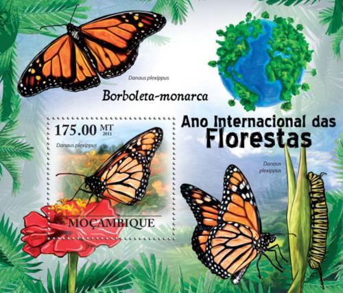Poštová známka Mozambik 2011 Motýle Mi# Block 405 Kat 10€