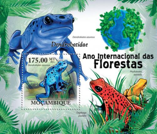 Poštová známka Mozambik 2011 Žaby Mi# Block 409 Kat 10€