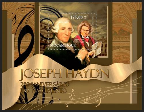 Poštová známka Mozambik 2012 Joseph Haydn Mi# Block 587 Kat 10€