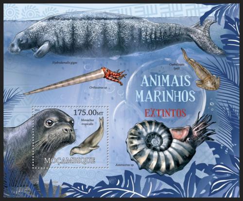 Poštová známka Mozambik 2012 Vyhynulá morská fauna Mi# Block 640 Kat 10€
