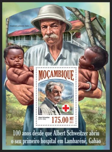 Poštová známka Mozambik 2013 Albert Schweitzer Mi# Block 845 Kat 10€
