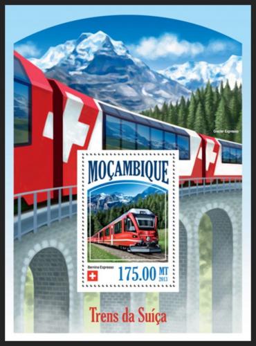 Poštová známka Mozambik 2013 Švýcarské lokomotívy Mi# Block 839 Kat 10€