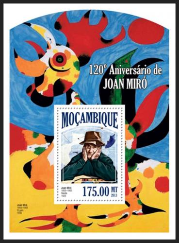 Poštová známka Mozambik 2013 Umenie, Joan Miró Mi# Block 812 Kat 10€