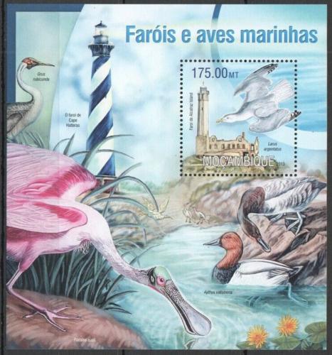 Poštová známka Mozambik 2013 Vodní ptáci a majáky Mi# Block 775 Kat 10€