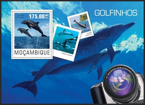 Poštová známka Mozambik 2014 Delfíny Mi# Block 965 Kat 10€