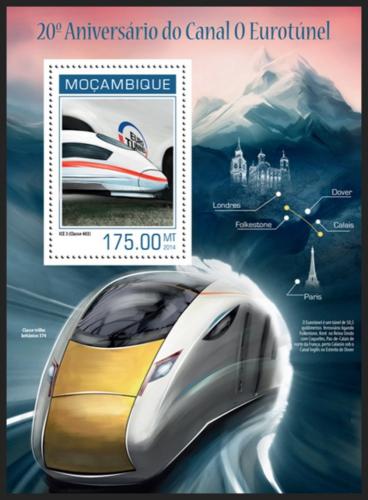 Poštová známka Mozambik 2014 Eurotunel, 20. výroèie Mi# Block 884 Kat 10€