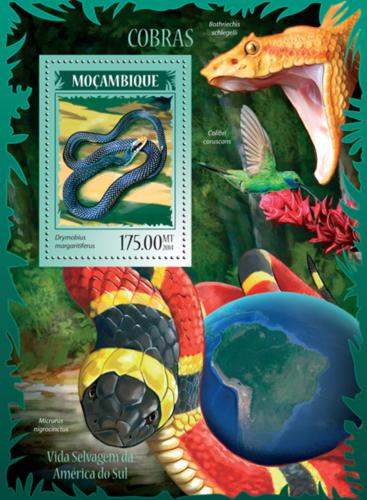 Poštová známka Mozambik 2014 Hady Mi# Block 895 Kat 10€