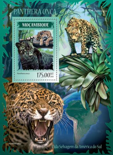 Poštová známka Mozambik 2014 Jaguáøi Mi# Block 913 Kat 10€