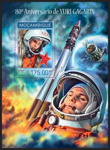 Poštová známka Mozambik 2014 Jurij Gagarin Mi# Block 868 Kat 10€