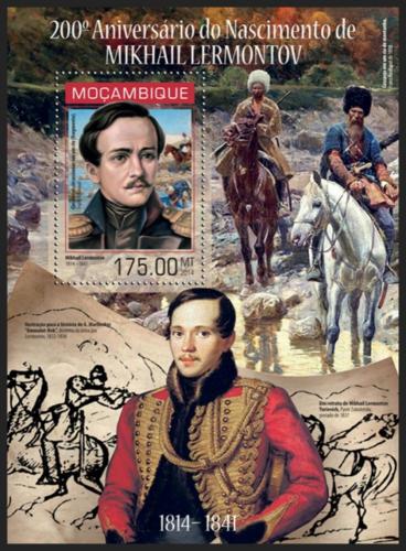Poštová známka Mozambik 2014 Michail Lermontov, básník Mi# Block 860 Kat 10€