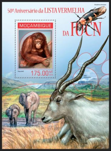 Poštová známka Mozambik 2014 Ohrožená fauna Mi# Block 877 Kat 10€