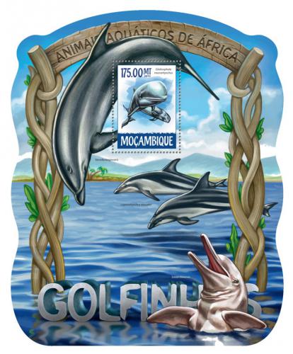 Poštová známka Mozambik 2015 Delfíny Mi# Block 1028 Kat 10€