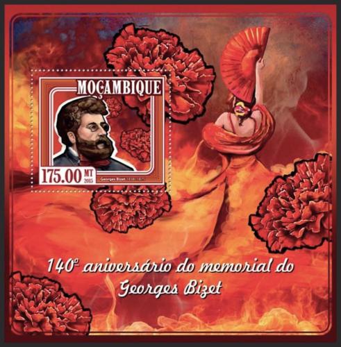 Poštová známka Mozambik 2015 Georges Bizet, skladatel Mi# Block 989 Kat 10€