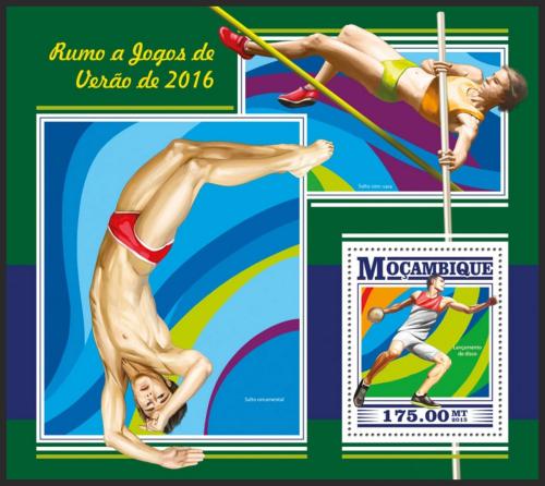 Poštová známka Mozambik 2015 Letné hry Mi# Block 1095 Kat 10€