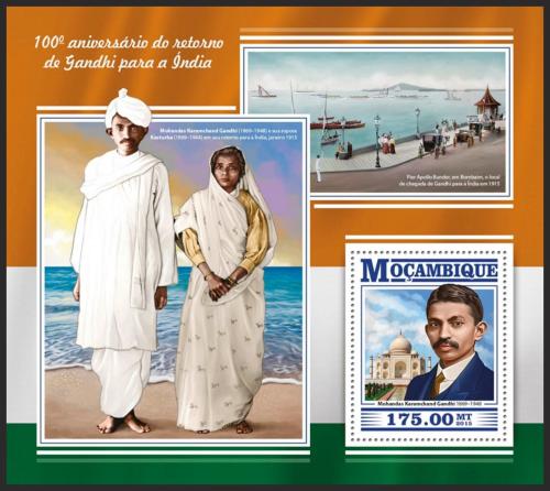 Poštová známka Mozambik 2015 Mahátma Gándhí Mi# Block 1059 Kat 10€