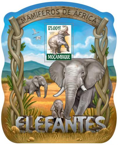 Poštová známka Mozambik 2015 Slony Mi# Block 1034 Kat 10€