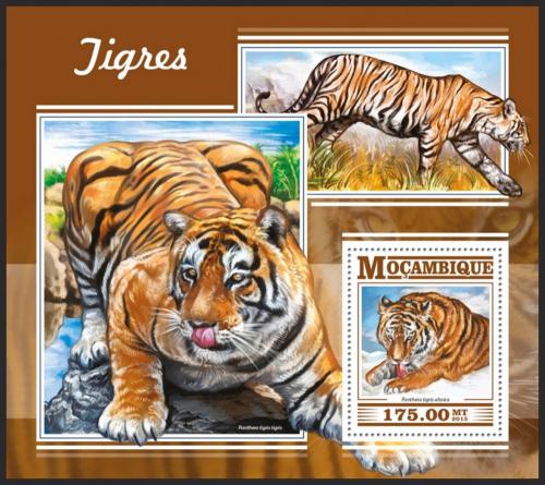 Poštová známka Mozambik 2015 Tiger indický Mi# Block 1046 Kat 10€