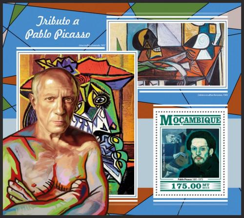 Poštová známka Mozambik 2015 Umenie, Pablo Picasso Mi# Block 1085 Kat 10€