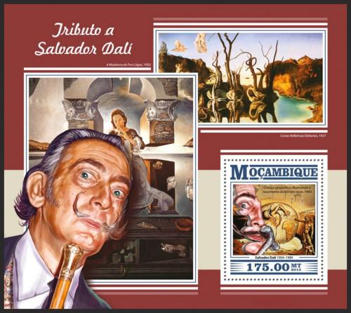 Poštová známka Mozambik 2015 Umenie, Salvador Dalí Mi# Block 1086 Kat 10€