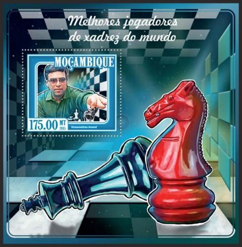 Poštová známka Mozambik 2015 Viswanathan Anand, šachy Mi# Block 981 Kat 10€