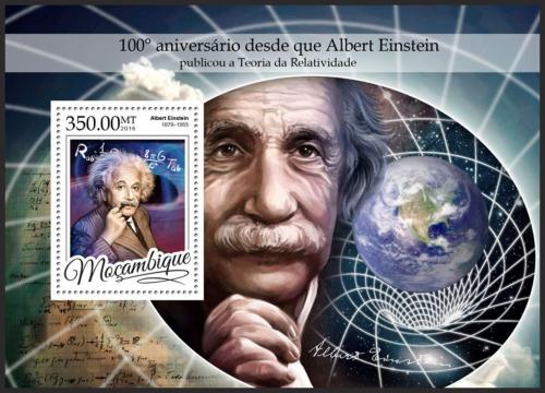 Poštová známka Mozambik 2016 Albert Einstein Mi# Block 1176 Kat 20€ 