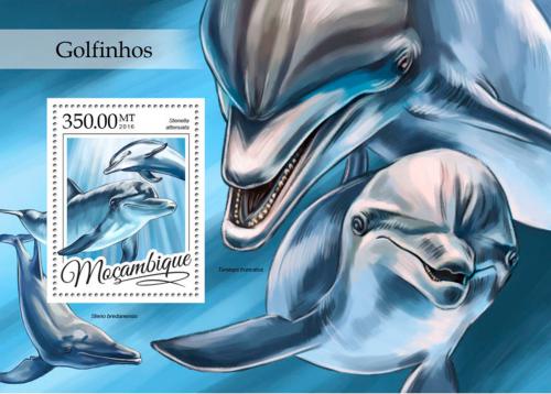 Poštová známka Mozambik 2016 Delfíny Mi# Block 1160 Kat 20€