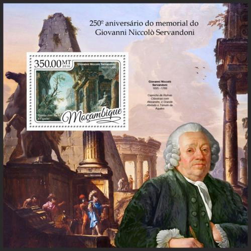 Poštová známka Mozambik 2016 Giovanni Niccolò Servandoni Mi# Block 1206 Kat 20€