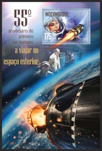 Poštová známka Mozambik 2016 Jurij Gagarin Mi# Block 1154 Kat 10€