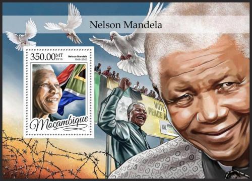 Poštová známka Mozambik 2016 Nelson Mandela Mi# Block 1178 Kat 20€