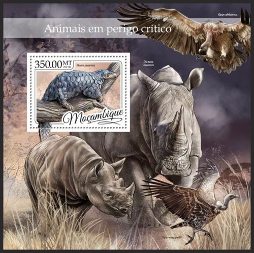Poštová známka Mozambik 2016 Ohrožená fauna Mi# Block 1192 Kat 20€