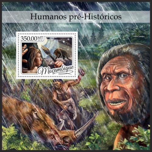Poštová známka Mozambik 2016 Prehistorický èlovìk Mi# Block 1196 Kat 20€
