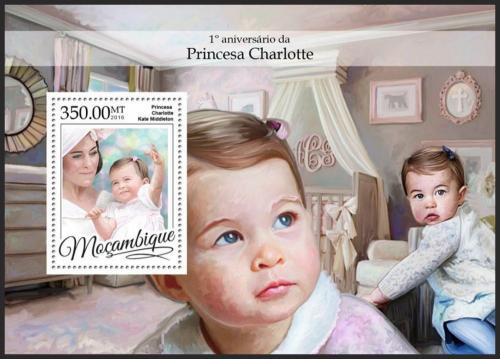 Poštová známka Mozambik 2016 Princezna Charlotte Mi# Block 1180 Kat 20€