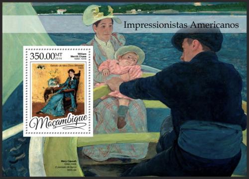 Poštová známka Mozambik 2016 Umenie, americký impresionismus Mi# Block 1172 Kat 20€