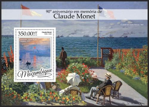 Poštová známka Mozambik 2016 Umenie, Claude Monet Mi# Block 1171 Kat 20€