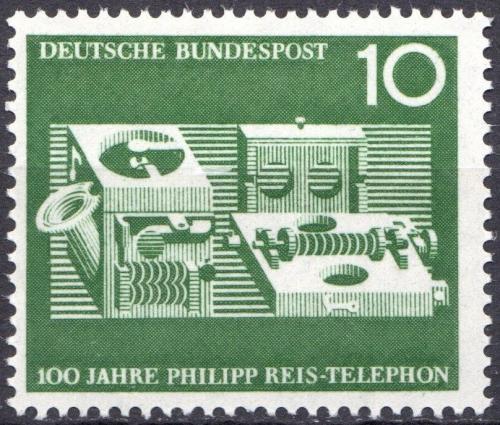 Potov znmka Nemecko 1961 Telefon, 100. vroie Mi# 373 - zvi obrzok
