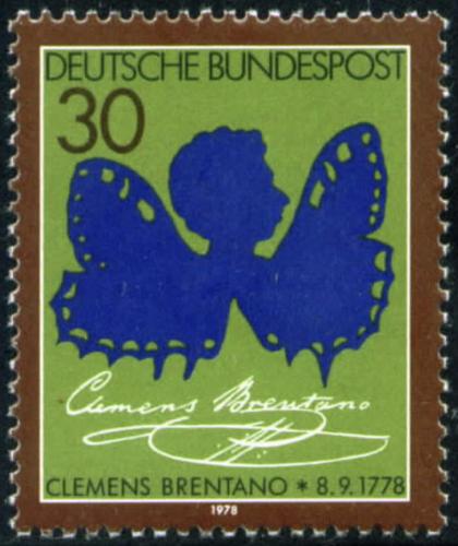 Potov znmka Nemecko 1978 Clemens Brentano, bsnk Mi# 978 - zvi obrzok