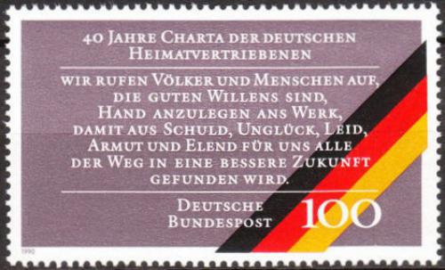 Potov znmka Nemecko 1990 Listina nmeckch vyhnanc Mi# 1470 - zvi obrzok