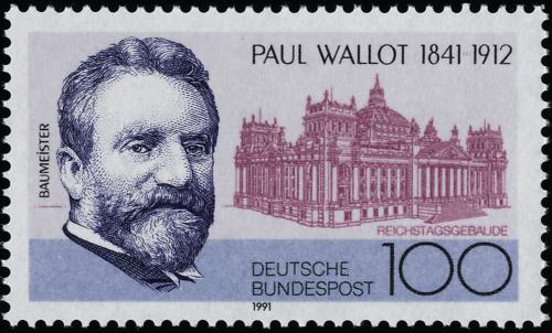 Potov znmka Nemecko 1991 Paul Wallot, architekt Mi# 1536 - zvi obrzok