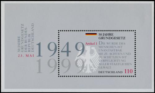 Potov znmka Nemecko 1999 stava, 50. vroie Mi# Block 48