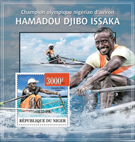 Poštová známka Niger 2013 Hamadou Djibo Issaka, veslování Mi# Block 194 Kat 12€