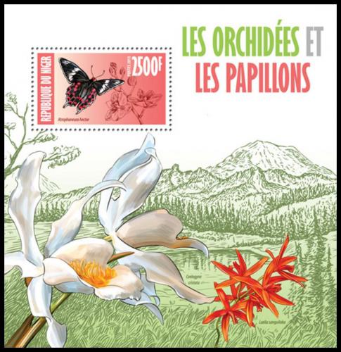 Poštová známka Niger 2013 Motýle a orchideje Mi# Block 196 Kat 10€