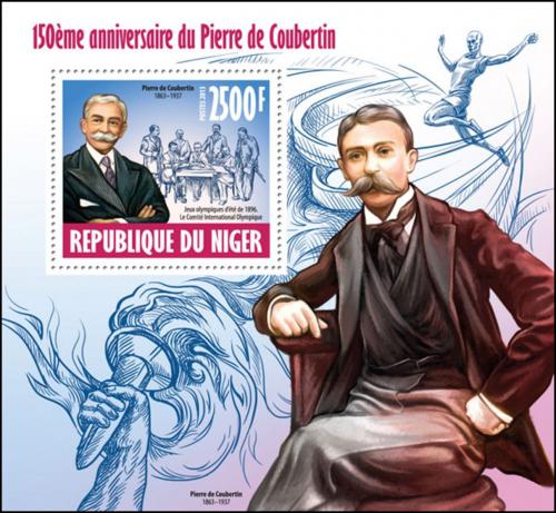 Poštová známka Niger 2013 Pierre de Coubertin Mi# Block 236 Kat 10€